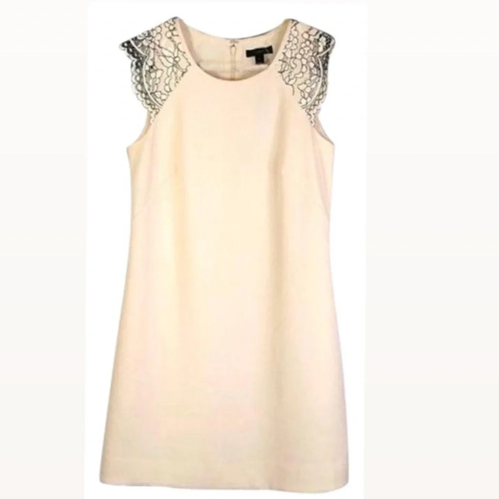 J.Crew cream ivory shift dress lace cap sleeves